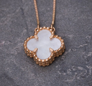 Cadena lucky clover piedra blanca 2gr / Largo 50cm / Oro Rosado italy cte B