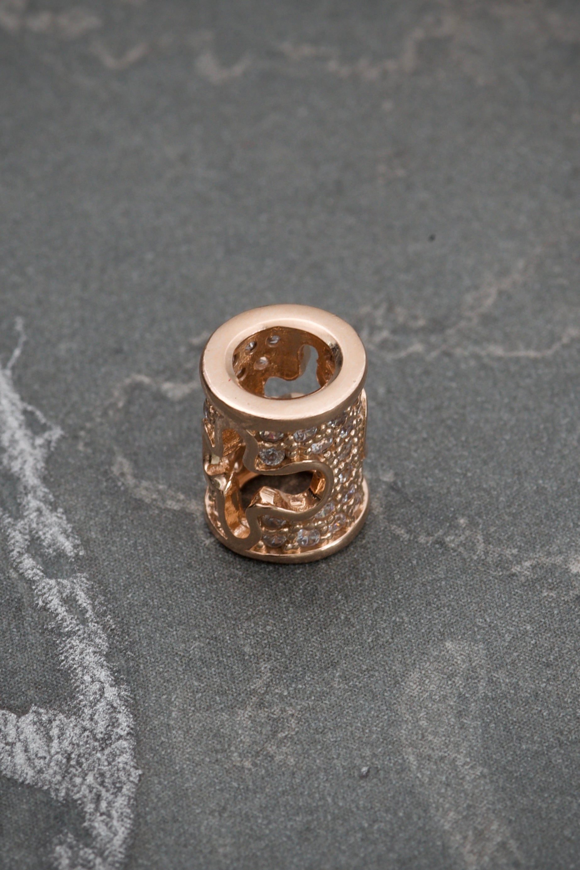 Herraje De Tubo Con Swarovski Blanco 1.4gr / Largo 0.8cm / Oro Rosado Nac B