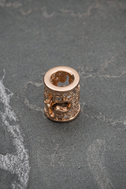 Herraje De Tubo Con Swarovski Blanco 1.4gr / Largo 0.8cm / Oro Rosado Nac B