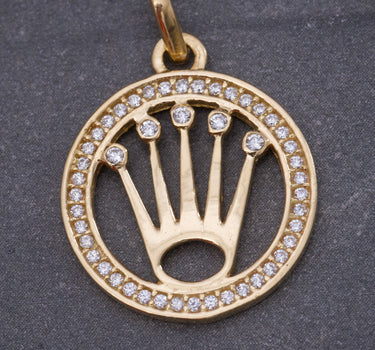 Dije rx con swarovski blanco 2.7gr / Largo 2.5cm / Oro Amarillo Nac M