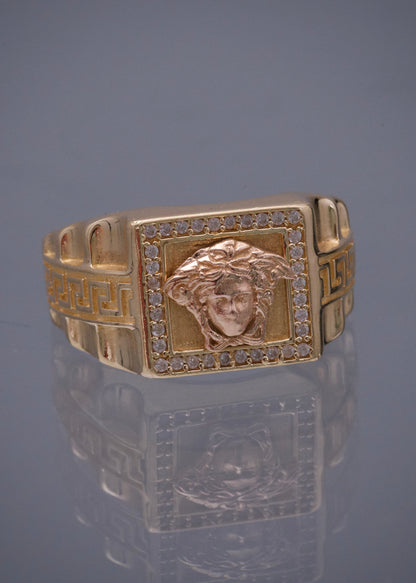 Anillo medusa con swarovski blanco 6.9gr / TALLA 10 3/4 / Dos Oros Nac M