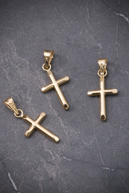 Dije de cruz lisa 0.4gr / 2.3cm / 10mm — Oro Amarillo