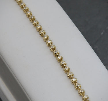 Pulso Rustico con Swarovski Blanco 5.8gr / Largo 18cm / Oro Amarillo italy +4 B