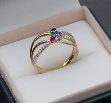 Anillo con swarovski multicolor 2.85gr / Oro Amarillo Nac P