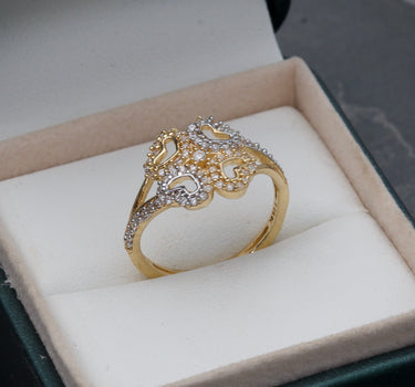 Anillo de trebol con swarovski blanco 3.4gr / Dos Oros Nac P