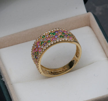 Anillo con swarovsk multicolor 3.45gr / Oro Amarillo Nac M