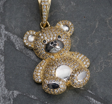 Dije oso  con swarovski blanco 7.2gr / 4cm / Oro Amarillo  Nac M