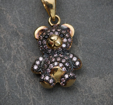 Dije de oso con swarovski morado 3.5gr / 2.5cm / Oro Amarillo Nac B