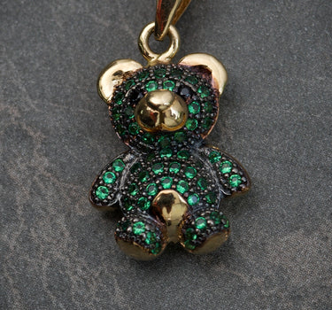 Dije de oso con swarovski verde 3.3gr / 2.5cm / Oro Amarillo Nac B