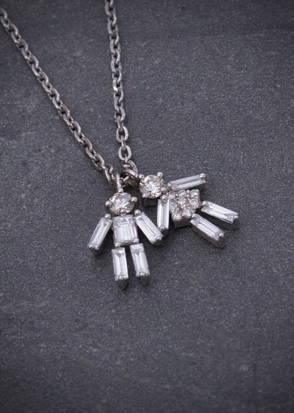 Cadena con 14pts de diamantes y 24pts de diamantes baguette 2.75gr / Largo 40cm / Oro Blanco italy cte (Joya) P
