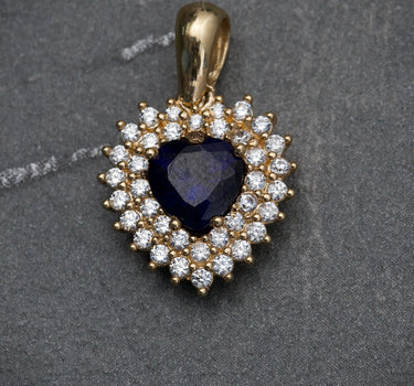 Dije Con Swarovski De Corazon Azul 2.15gr / Largo 1.9cm / Oro Amarillo Nac B