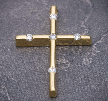 Dije cruz con swarovski blanco 1.5gr / Largo 1.9cm / Oro Amarillo italy cte M