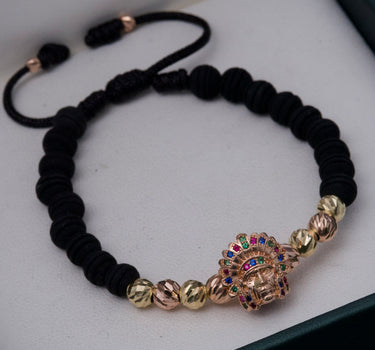 Pulsera en hilo negro con herraje de indio 3.55gr / Dos Oros (Joya) M