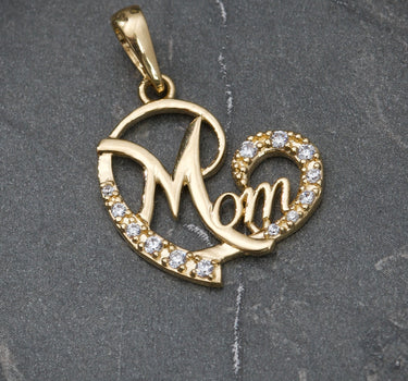 Dije corazon de mamà con swarovski blanco 2.15gr / 2.5cm / Oro Amarillo Nac M