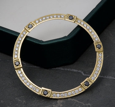 Bisel Para Reloj Bracarli Con 112Pts Diamantre y 43Pts Diamante Negro 7.25gr / LArgo 4.5cm / Oro Amarillo (Joya) M