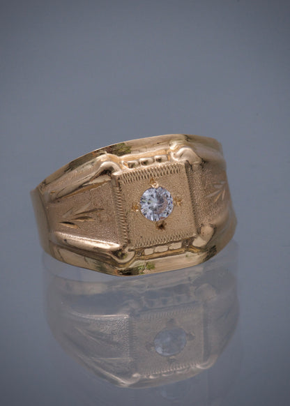 Anillo con swarovski blanco 2.9gr / Talla 10 1/4 / Oro Amarillo Nac B
