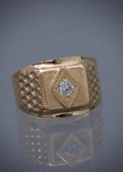 Anillo con swarovski blanco 3.1gr / Talla 10 1/4 / Oro Amarillo Nac B