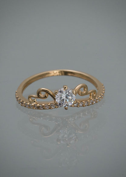 Solitario con swarovski blanco 1.4gr / TALLA 5 / Oro Amarillo Nac M