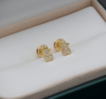 Topos De Oso Th Con Swarovski BlancO 0.7gr / Oro Amarillo Nac M