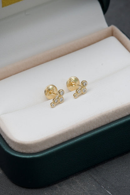 Topos de circulos con swarovski blancos 0.8gr /  Oro Amarillo Nac B