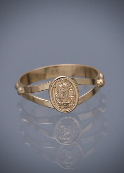 Anillo virgen de guadalupe 1.65gr / Talla 6 1/4 / Oro Amarillo Nac P