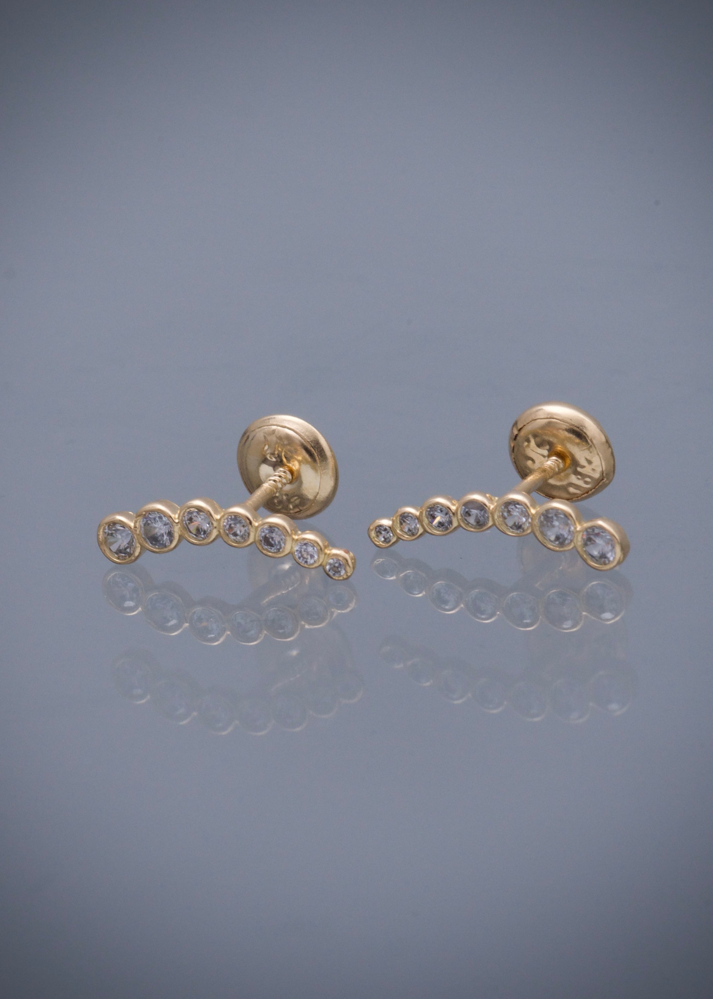 Topos con swarovski blanco 0.95gr / Largo 1.3cm / Oro Amarillo Nac B