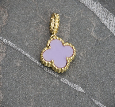 Dije lucky clover piedra lila 1gr / 1.6cm / Oro Amarillo Nac B