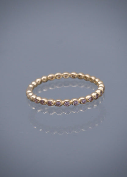 Anillo con swarovski rosado 1.4gr / TALLA 5 1/4 / Oro Amarillo Nac*