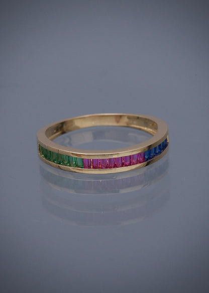 Anillo con swarovski corte baguette 2.35gr / TALLA 6 1/4 / Oro Amarillo Nac P