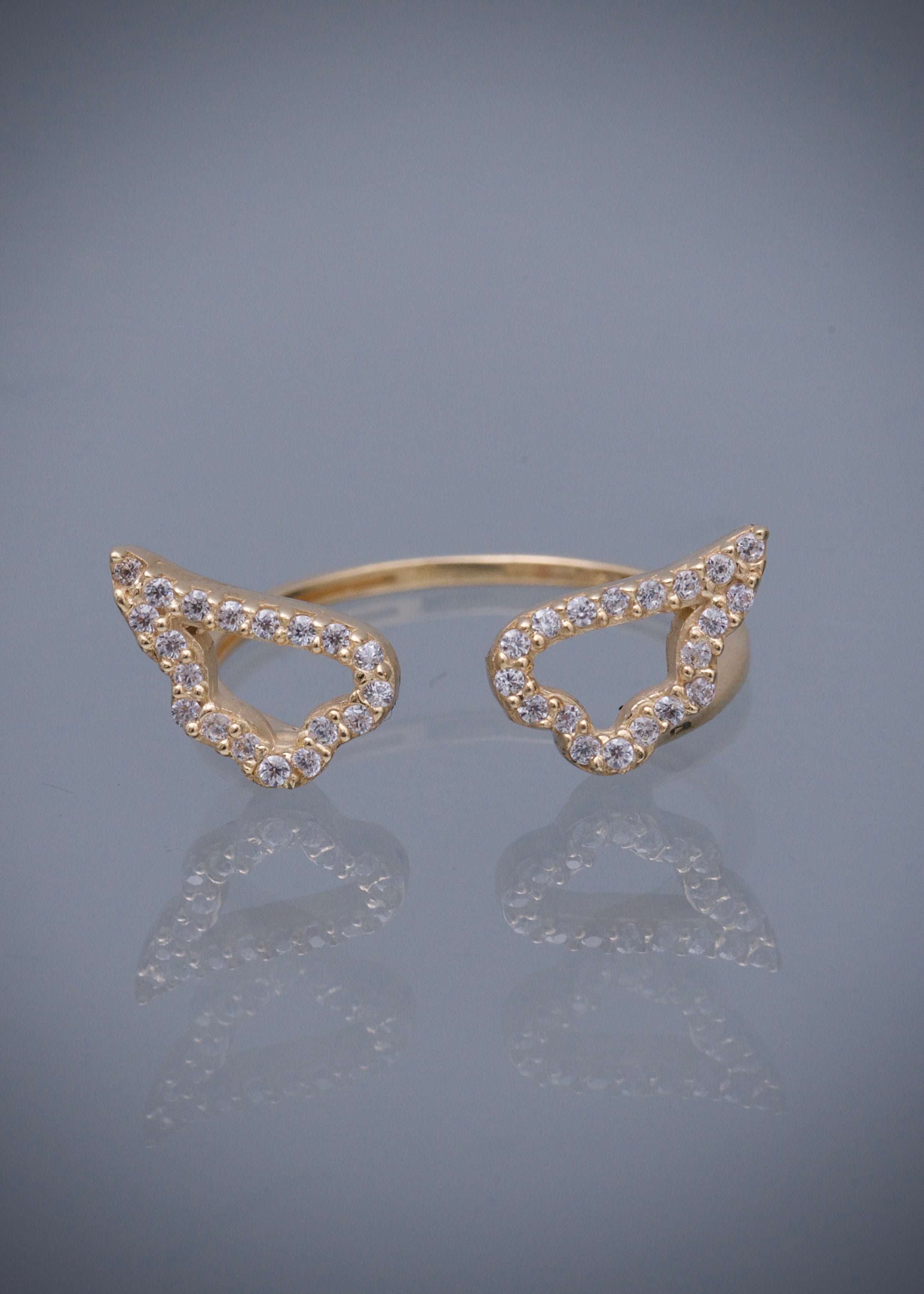 Anillo alas con swarovski blanco 1.7gr / TALLA 7 1/4 / Oro Amarillo Nac M