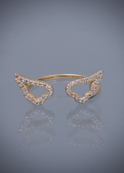 Anillo alas con swarovski blanco 1.7gr / TALLA 7 1/4 / Oro Amarillo Nac M