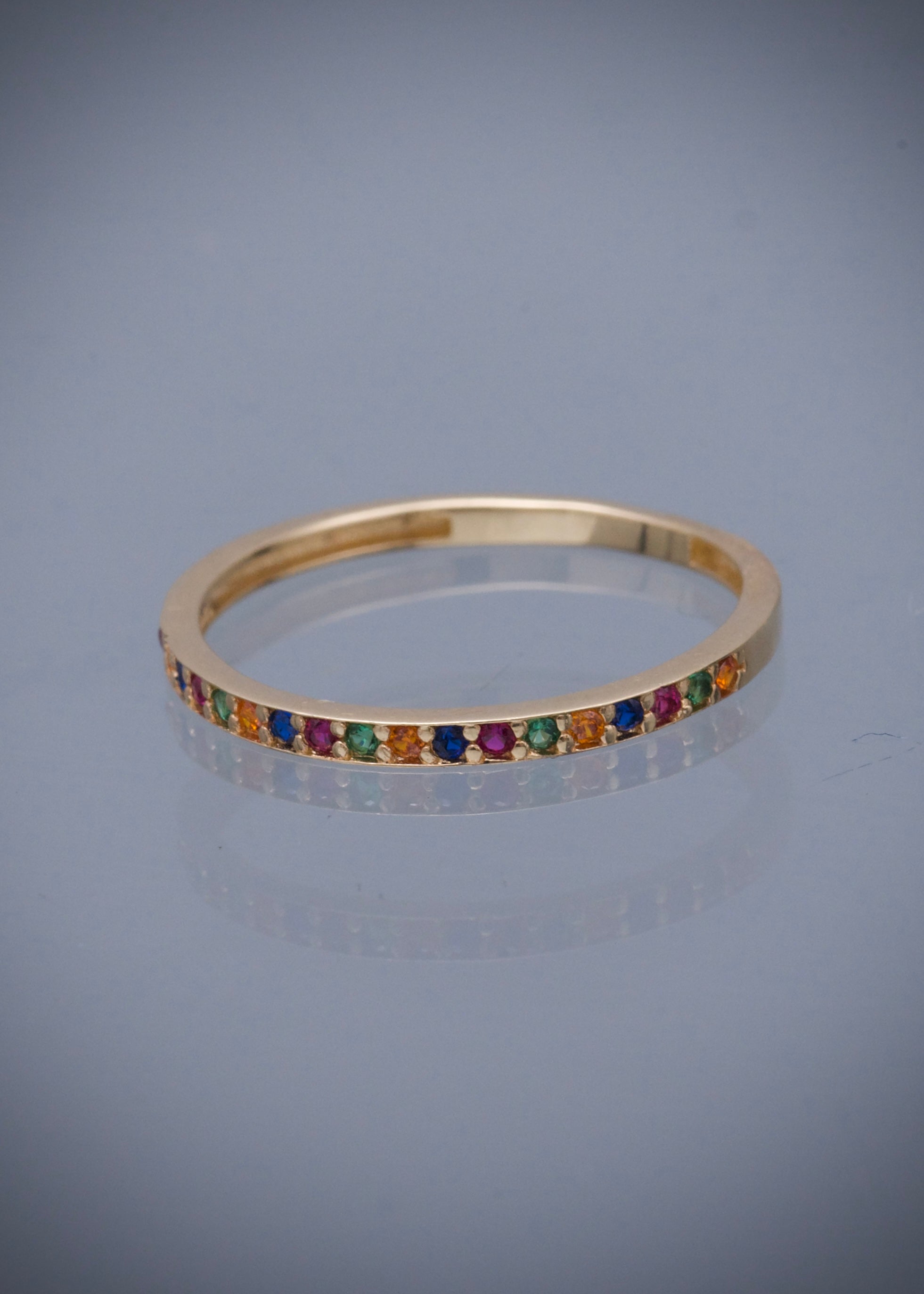Anillo con Swarovski Multicolor 1.3gr / TALLA 7 1/4 / Oro Amarillo Nac*