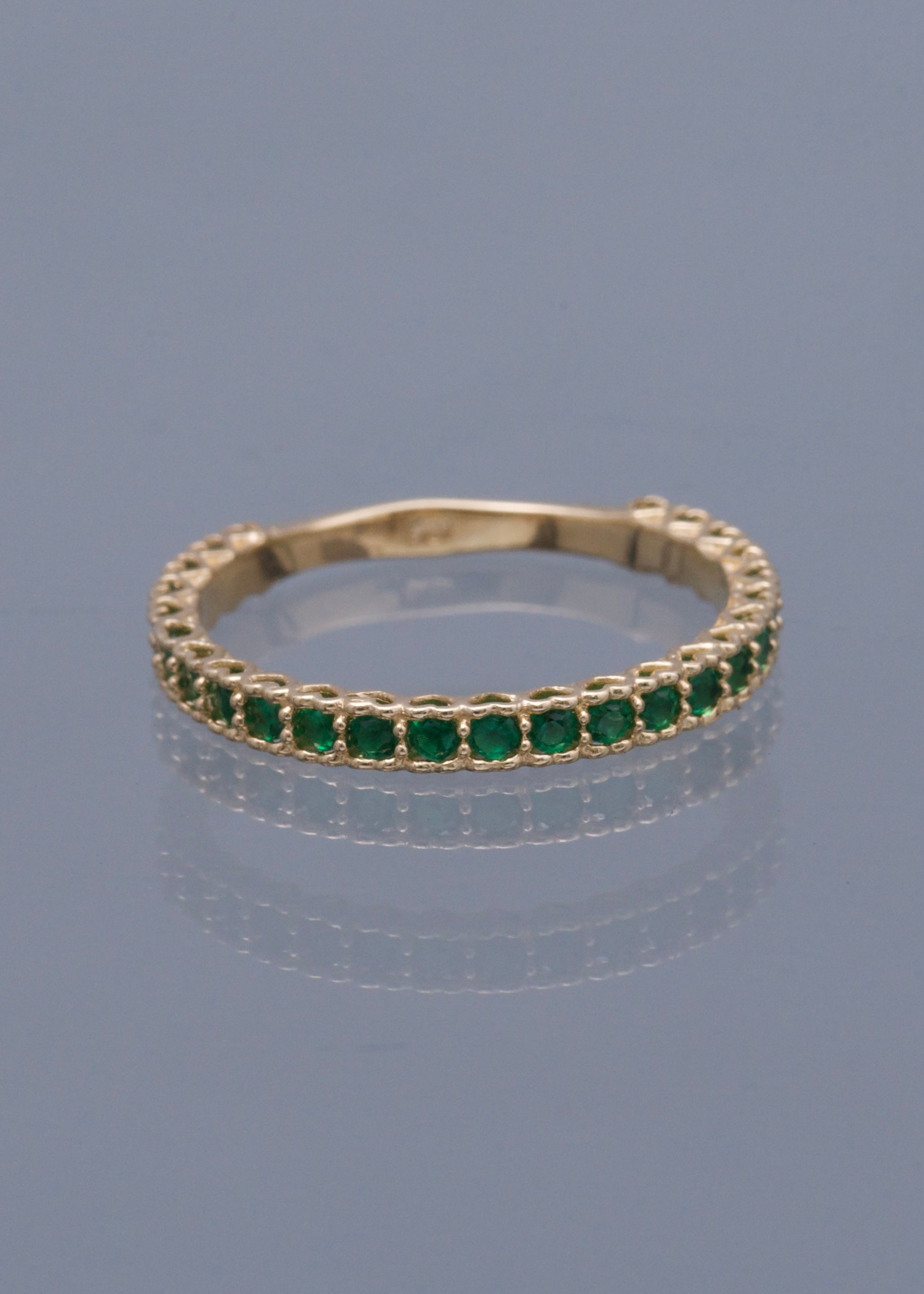 Anillo corazones con swarovski verde 2gr / TALLA 7 / Oro Amarillo Nac P