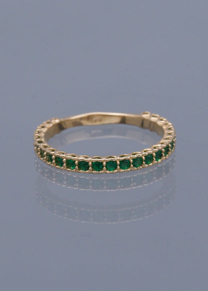 Anillo corazones con swarovski verde 2gr / TALLA 7 / Oro Amarillo Nac P