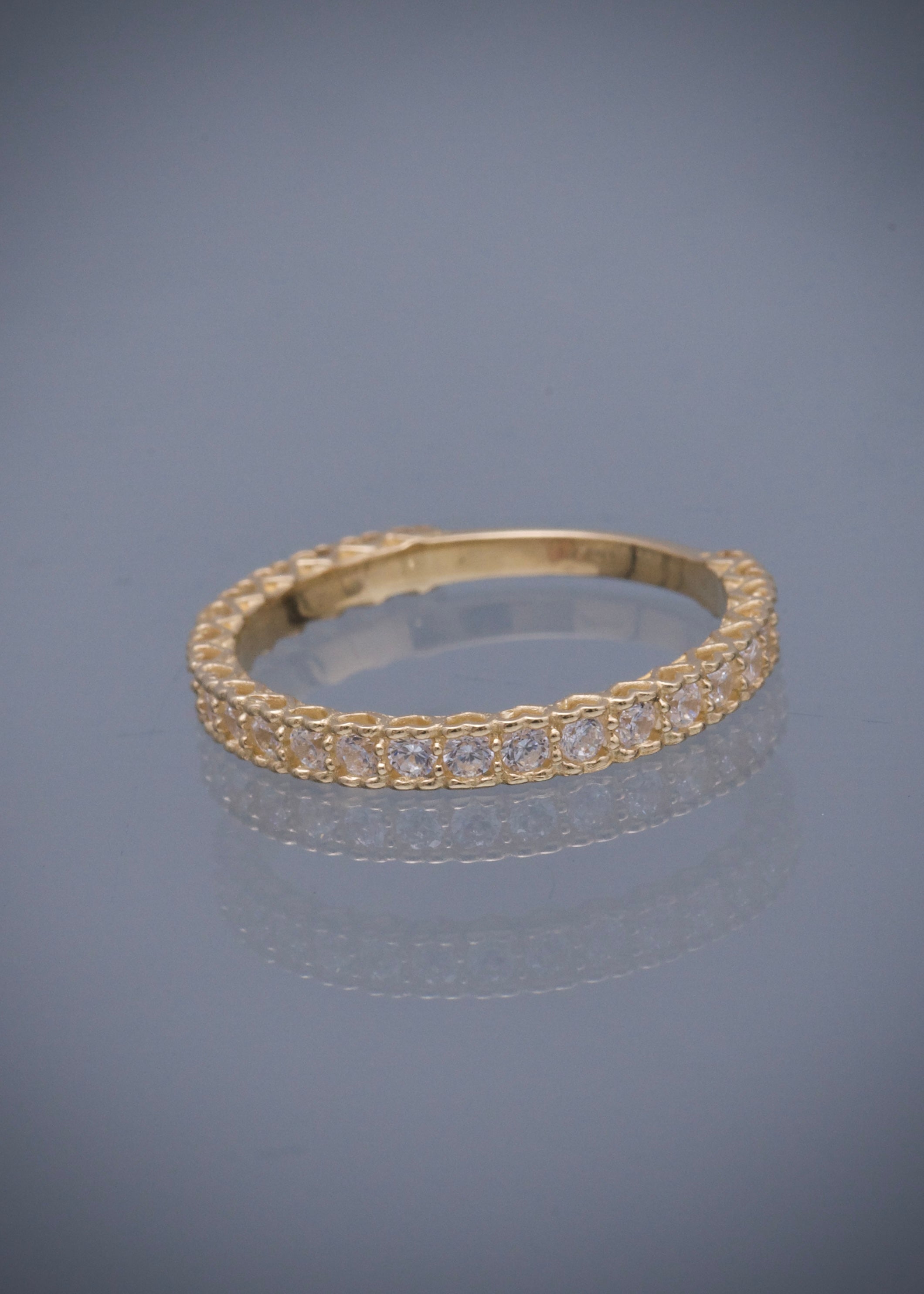 Anillo corazones con swarovski blanco 2gr / Talla : 6 1/2 / Oro Amarillo Nac B