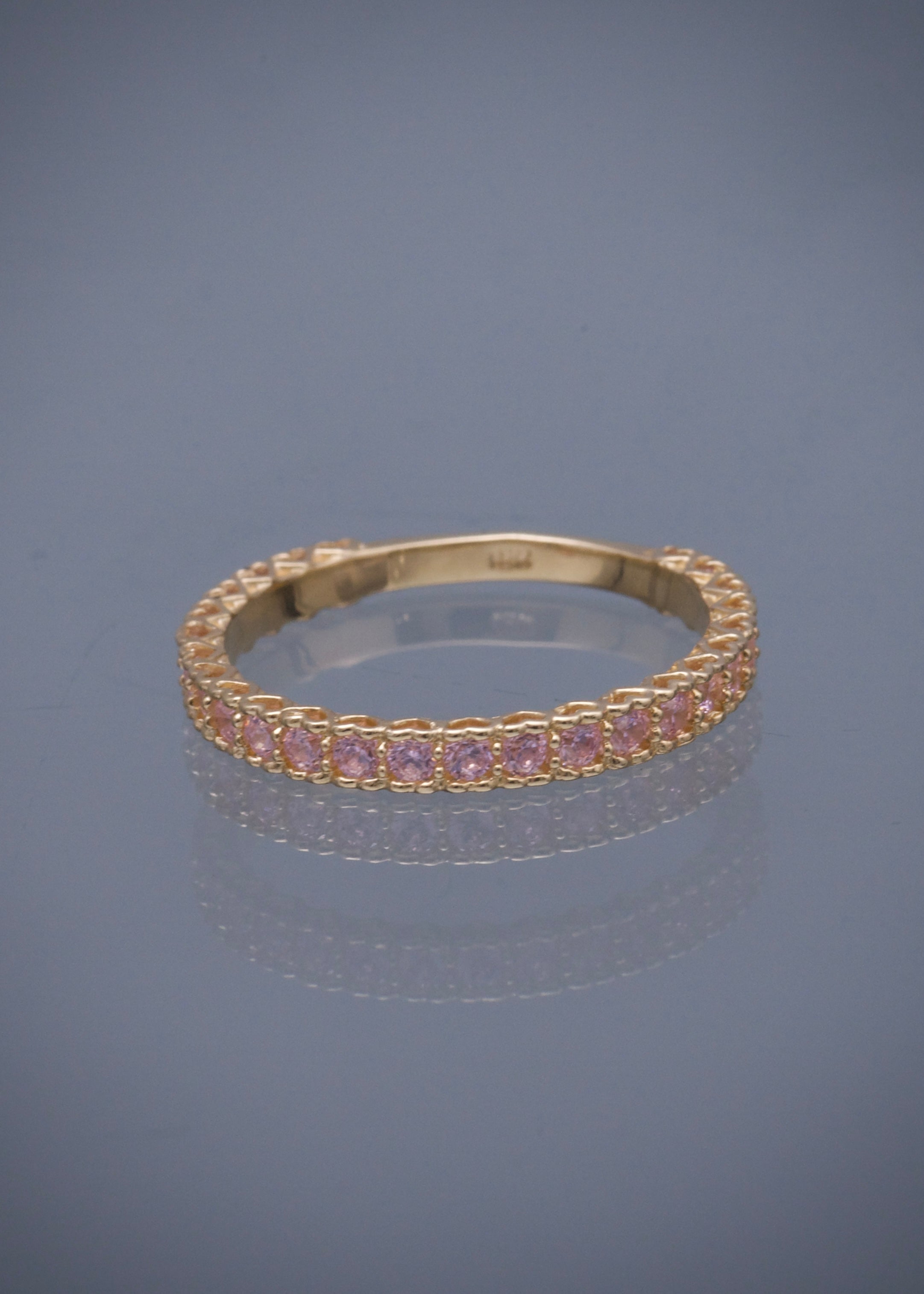 Anillo corazones con swarovski rosado 1.95gr / TALLA 6 1/2 / Oro Amarillo Nac M