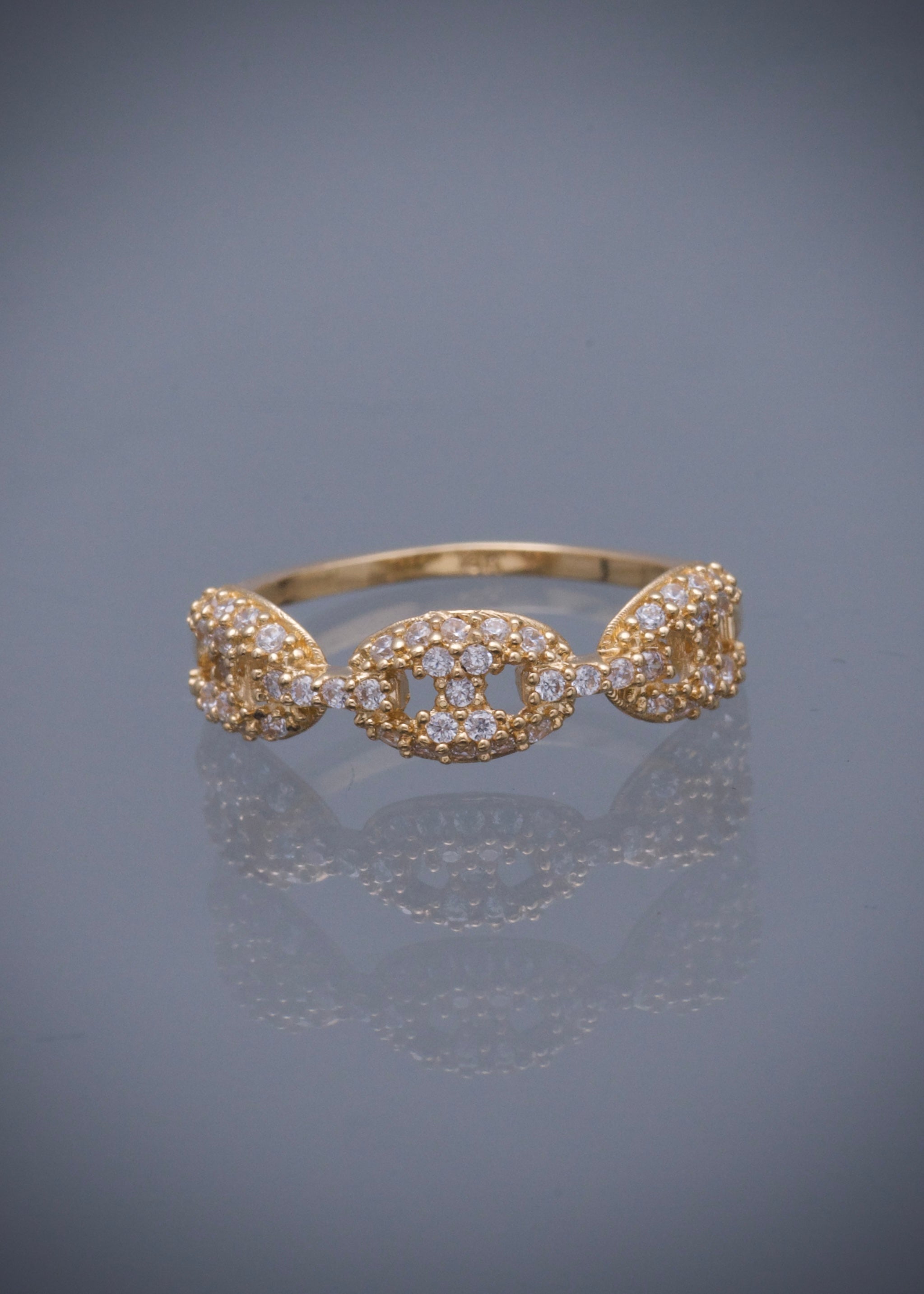 Anillo gc con swarovski blanco 1.65gr / TALLA 5 / Oro Amarillo Nac*