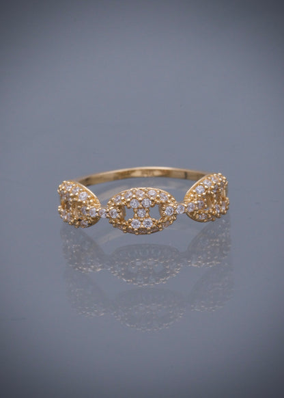 Anillo gc con swarovski blanco 1.65gr / TALLA 5 / Oro Amarillo Nac*