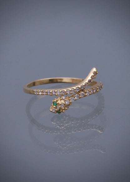 Anillo serpiente con swarovski blanco 1.55gr / TALLA 5 1/2 / Oro Amarillo Nac P