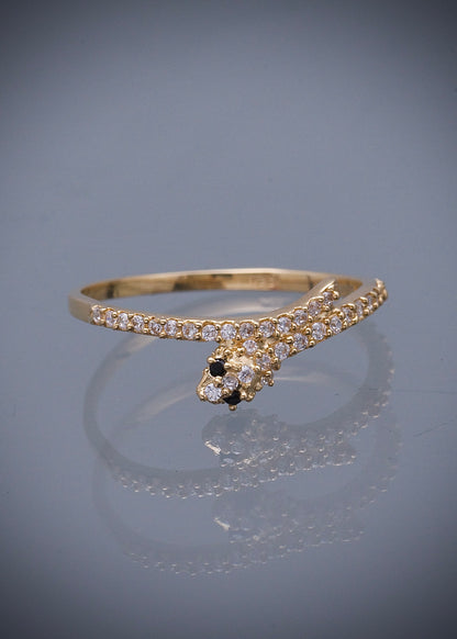 Anillo serpiente con swarovski blanco 1.5gr / TALLA 7 1/4 / Oro Amarillo Nac*