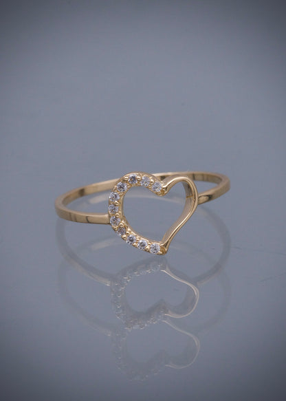 Anillo corazon con swarovski blanco 0.9gr / TALLA 5 3/4 / Oro Amarillo Nac M