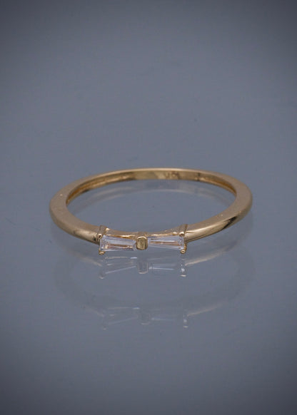 Anillo moño con swarovski blanco 1.15gr / TALLA 5 / Oro Amarillo Nac P
