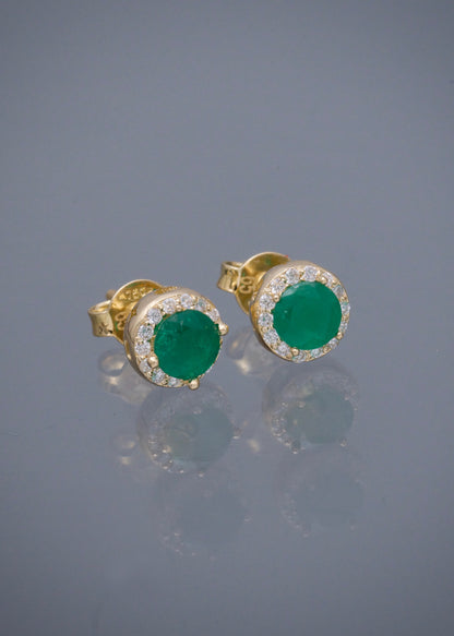 Topos con 65pts de esmeralda y 12pts de diamantes 1.7gr / Largo 0.63cm / Oro Amarillo (Joya) P