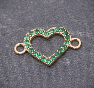Herraje corazon con swarovski verde 0.4gr / Largo 1.4cm / Oro Amarillo Nac B