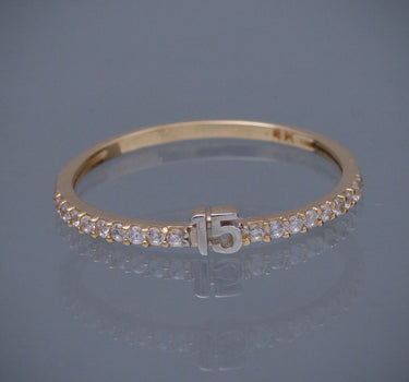Anillo de 15s con swarovski blanco 1.35gr / TALLA 7 / Oro Amarillo Nac M