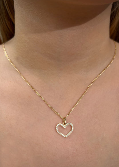 Dije corazon con swarovski blanco 1.1gr / Largo 1.8cm / Oro Amarillo Nac P