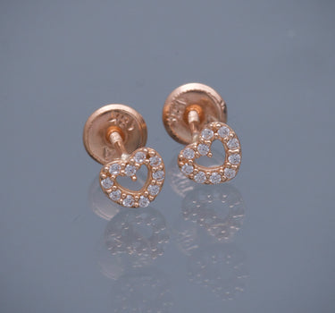 Topos corazon con swarovski blanco 0.7gr / Largo 0.46cm / Oro Rosado Nac M