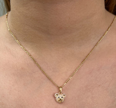 Dije oso con swarovski blanco 1.35gr / Largo 1.6cm / Oro Amarillo Nac*