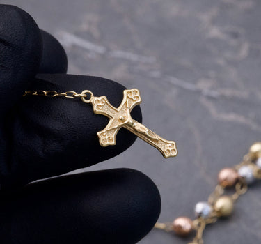 Rosario virgen de la milagrosa diamantado 8.8gr / Largo 65cm / Tres Oros italy +2 P