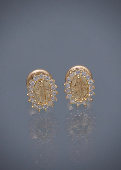Topos virgen de la milagrosa con swarovski blanco 0.9gr / Largo 0.8cm / Oro Amarillo Nac M